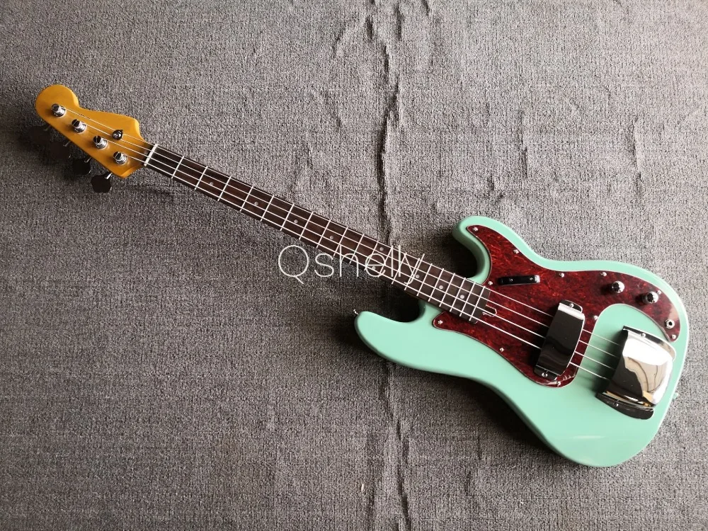 

top quality QShelly custom Nitro Lacquer sea green 4 strings P bass alder body Pickup Cover Protector Jazz electric bass guitar