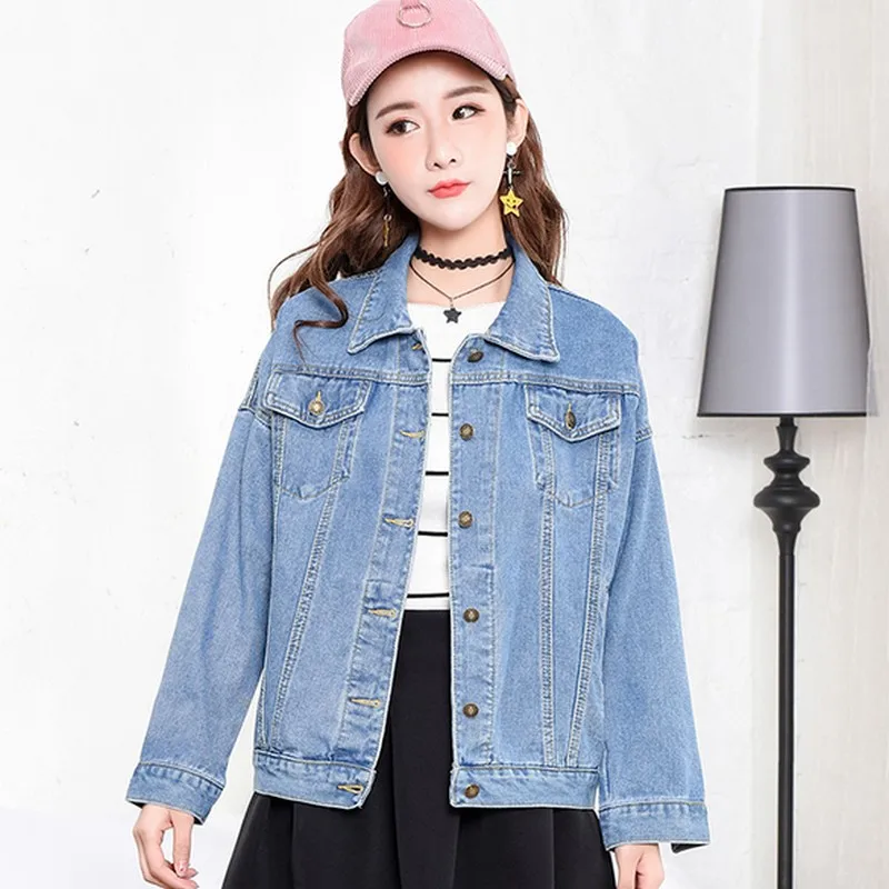 EXOTAO Jeans Jacket Women 2019 New Basic Long Sleeves Casual Denim Female Korean Oversized Loose Autumn Boyfriend Abrigo Mujer