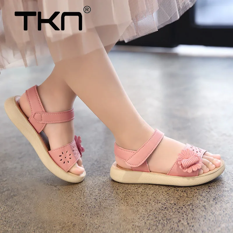 

TKN 2019 Summer Girls Sandals Summer Kids Shoes Kids Sandals Flat Heels Slides PU Sandals for Girl Kids Fashion Sandals Kids