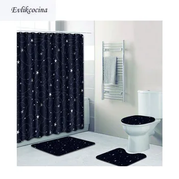 

Free Shipping 4Pcs Little Star Banyo Paspas Bathroom Carpet Toilet Bath Mats Set Non Slip Pad Tapis Salle De Bain Alfombra Bano