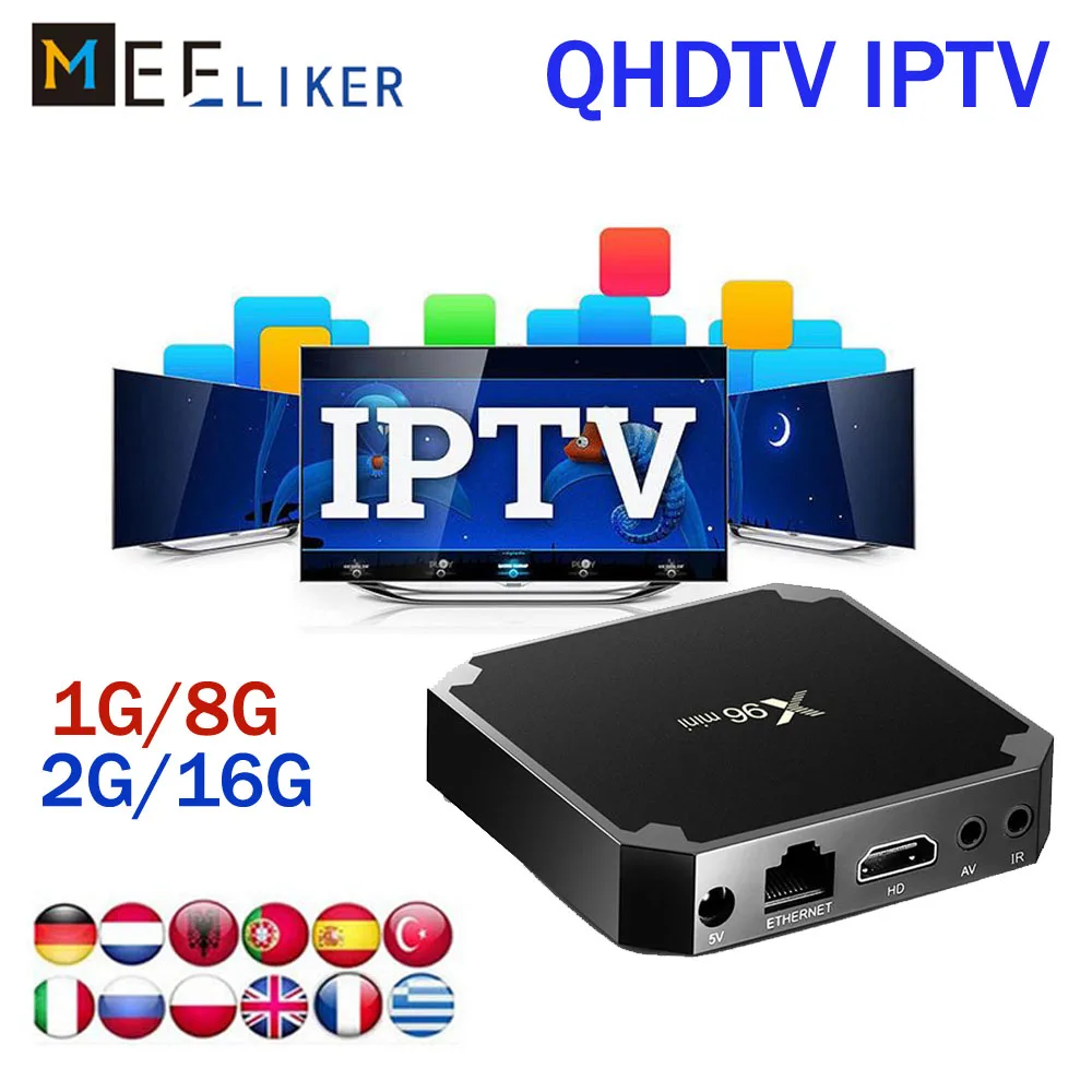 Smart Android 6,0 tv Box x96 mini QHD tv IP tv 1 год подписки 1300+ IP tv европа италия арабский французский IP tv Box, x96mini 1G 2G