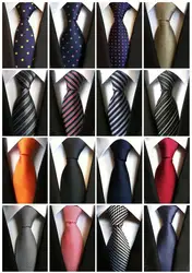 Модная классическая мужская полоса 100% шелковый галстук черный красный белый оранжевый темно синий фиолетовый бежевый зеленый желтый