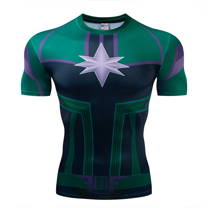 

Summer Marvel Superhero T-Shirt 3D Captain Marvei /Spiderman/Batman Panther Men T Shirt Short Sleeve Compression Crossfit Tee