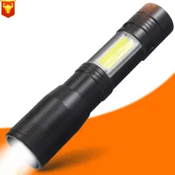 Lomon D9193-2 выдвижной зум Мини светодио дный светодиодный фонарик 1 * AA батарея COB боковой свет крюк сильный свет Повседневный фонарик