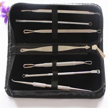 7 шт. нержавеющий инструмент для устранения угрей черных точек инструмент для удаления кожи Набор для удаления пятен прыщей экстрактор очищающее средство для кожи инструмент для удаления угрей+ сумка