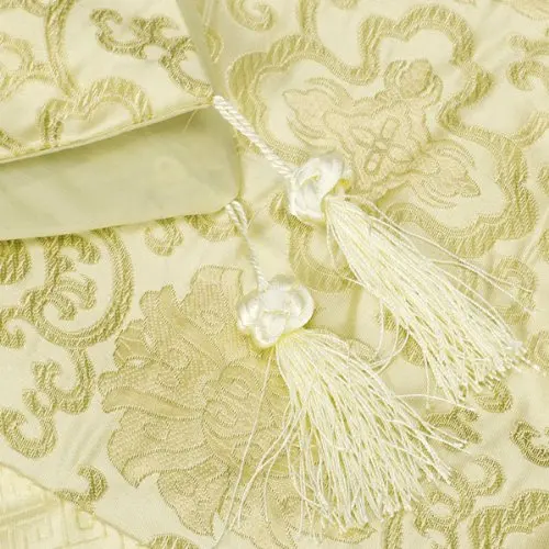 78 x 13 Inch Brocade Table Runner Antique Gold