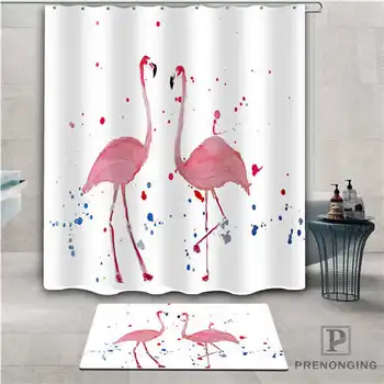 

Custom flamingos (1) Waterproof Shower Curtain Doormat Home Bath Bathroom Polyester Fabric Multi Sizes#2019-01-12-281