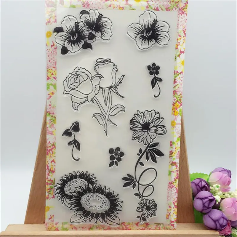 

Pretty Kinds of Double Flowers Transparent Clear Stamp DIY Silicone Seals Scrapbooking/Card Making/Photo Album Decoration Crafts
