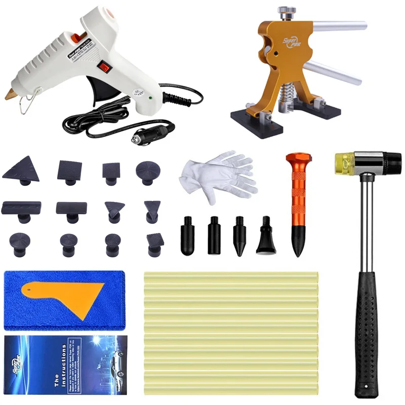 

Best Super PDR Paintless Dent Repair Tools Auto Car Dent Puller Suction Cup Pistolet A Colle Rubber Hammer Dent Removal Tool Kit