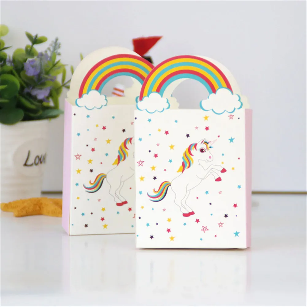 10pcs Kraft Paper Unicorn Gift Bags Wrapping Supplies Gift Bag Sweets and Candy Bar Packing Pouches Party Decoration