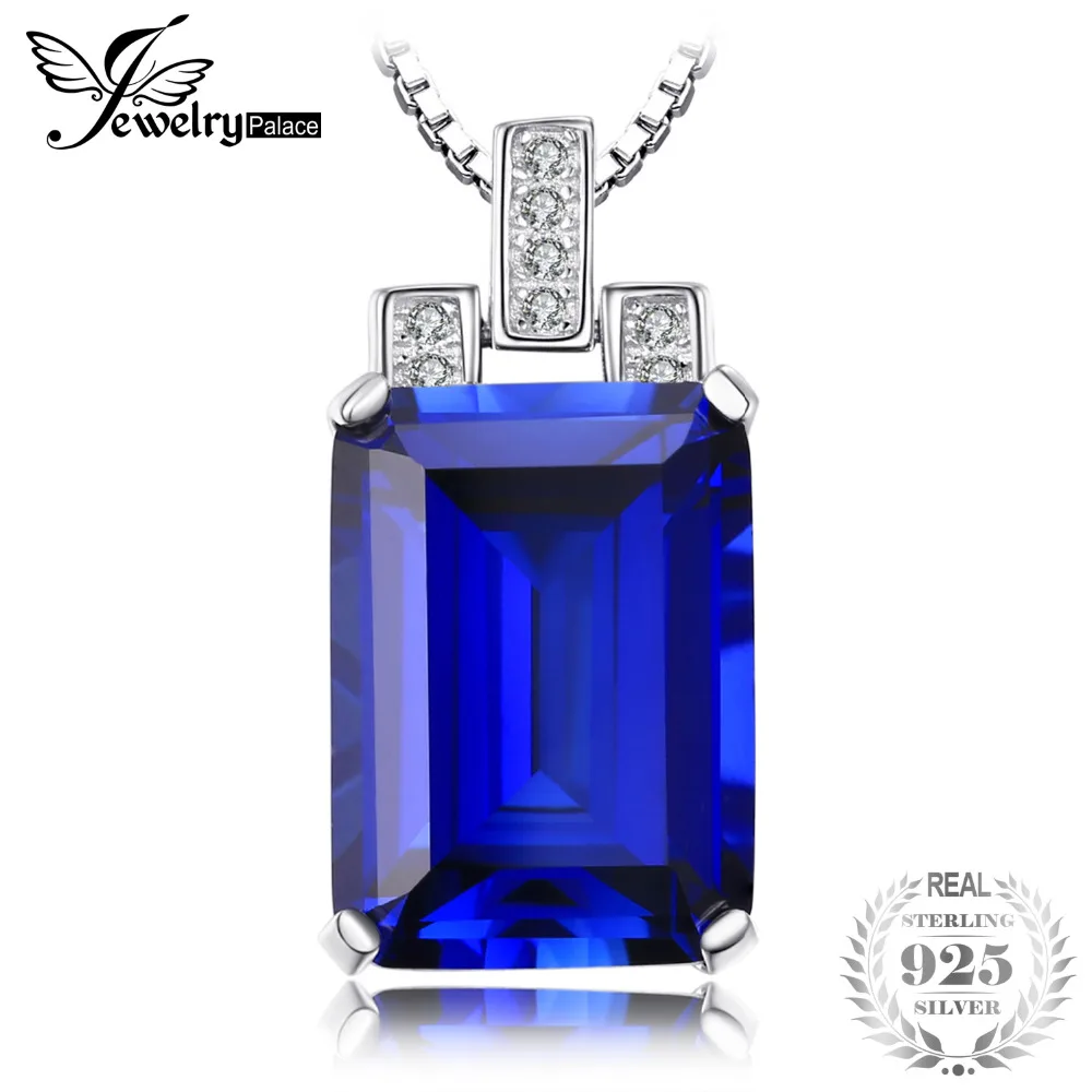 JewelryPalace Роскошные Изумрудный Cut 9.4ct Создана в Синий Сапфир Подвеска Подлинная