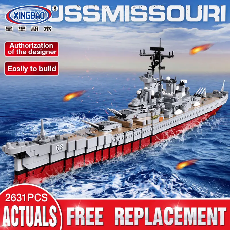 

XINGBAO 06030 Military Series The Missouri Battleship Set Building Blocks Kits Ship Model Toys for Children Birthday