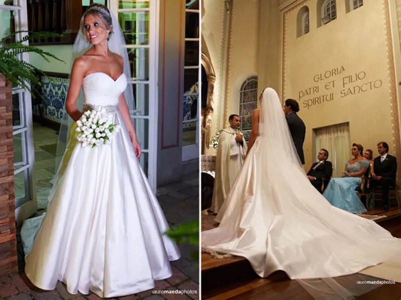 Vestido De Noiva Дешевое длинное сексуальное прозрачное атласное свадебное платье без