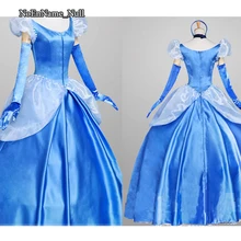 Adulto muchacha de las mujeres de princesa de cuento de hadas dress trajes de cosplay de anime cosplay ropa azul palabra de longitud vestido de noche personalizado