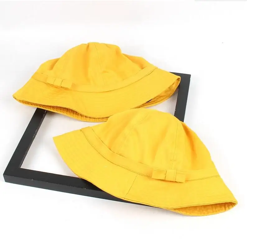 Новая весенняя Летняя женская желтая Панама с бантом для девочек Maruko, милая ветрозащитная Рыбацкая шляпа, уличная Солнцезащитная шляпа, купольная шляпа