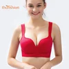 THUNSHION Sports Bra 5 Colors Ladies Padded Push up Yoga Fitness Daily Wear Wire Free Bra Seamless Full Cup Solid Sports Top ► Photo 2/6