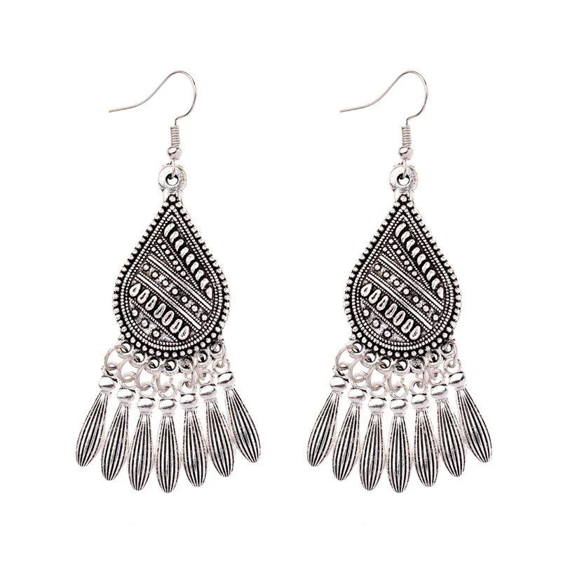 Модные Этнические женские серьги Jhumka Jhumki винтажные серебряные с кисточками