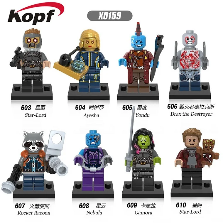 

X0159 Building Blocks Super Heroes Guardians of the Galaxy Nebula Yondu Gamora Star-Lord Rocket Racoon Bricks Toys for children
