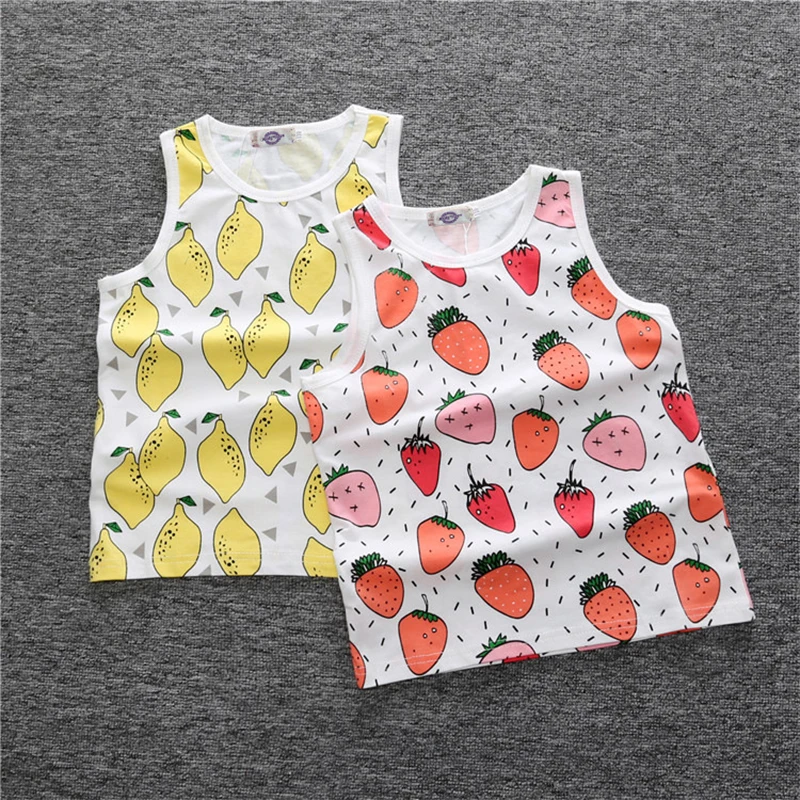 

glittery sweet Summer Sleeveless Kids T shirt Baby Tops Fruit Printed Tees Clothes For Boys Girls Cotton Children's T shirts