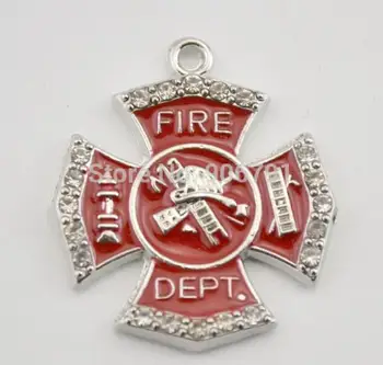 

New Arrival 50pcs/lot Zinc Alloy Antique Silver and Rhodium Plated fire department hand stamped ladder pendants decoration