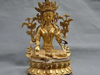 

17" Tibet Tibetan Buddhism Bronze Green Tara Goddess Statue