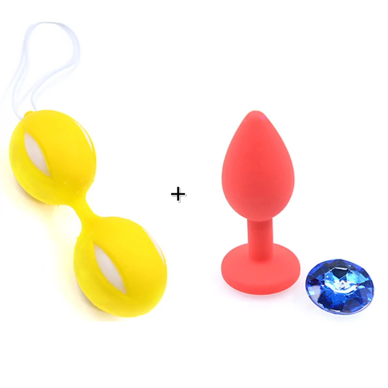 Smart Duotone Ben Wa Ball Weighted Kegel Vaginal Tight Exercise Vibrator Ball+Silicone Anal Butt Plug Jewelry Sex Toys | Красота и