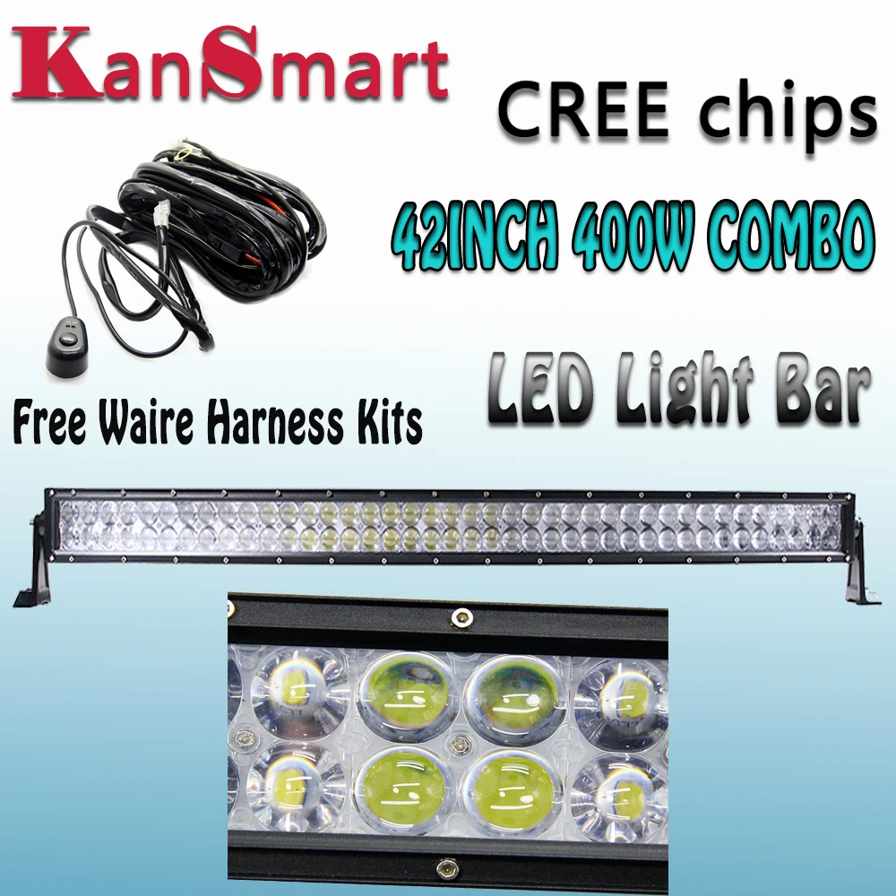 

Off-road Driving Lamps 4D Lens 400W 42"Inch Cree Chips LED Work Light Bar Daytime Running Lights Pick-up SUV+Harness Wire Kits