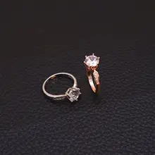 1 pcs Vender Zircon Anéis de Noivado para As Mulheres Cor de Rosa de Ouro Anéis Feminino Anel de Casamento Cristais Austríacos Jóias Top Quality