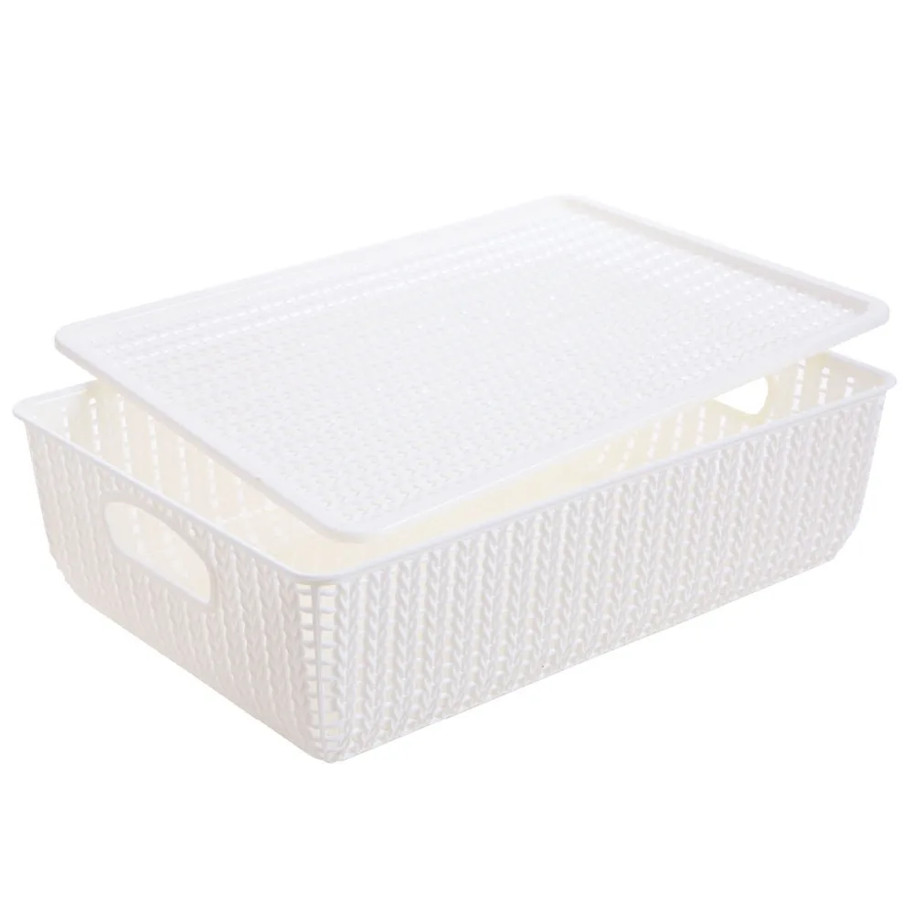 Полый ящик для хранения прямоугольная коробка для хранения с крышкой полый имитация ротанга корзина кухонный органайзер для хранения на