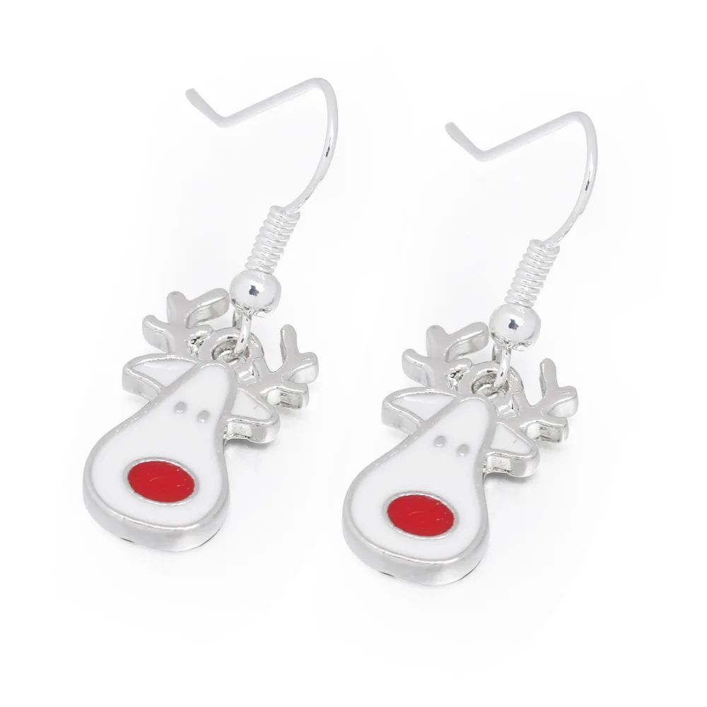 1Pair Europe and the United States Popular Dangle Christmas Elk Earrings Red Nose Enamel Christmas Gift Dropshipping EH044