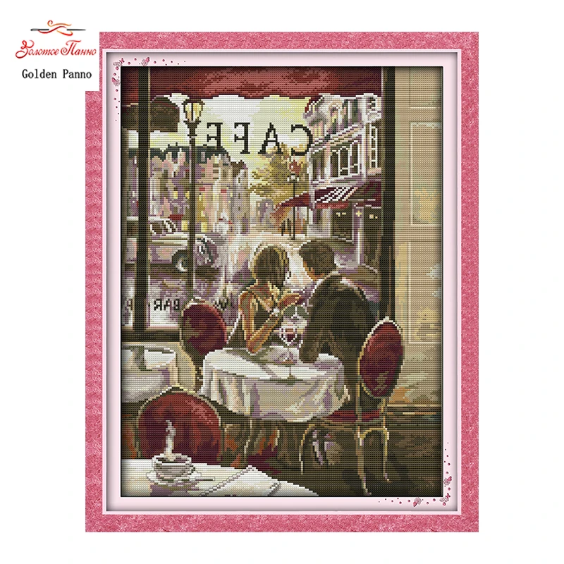 

Golden Panno,Coffee Lovers Counted Cross Stitch 11 14CT Cross Stitch Sets wholesale Cross Stitch Kits Embroidery Home Decor 1122