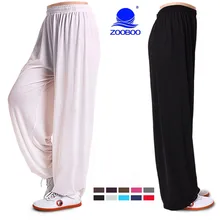 Zooboo di seta del Ghiaccio di Arti Marziali Tai Chi Pantaloni di Yoga Pantaloni Acrobazie Kung Fu Ritagliata Pantaloni di Ballo di Fitness Ranning Pantaloni Delle Donne Degli Uomini