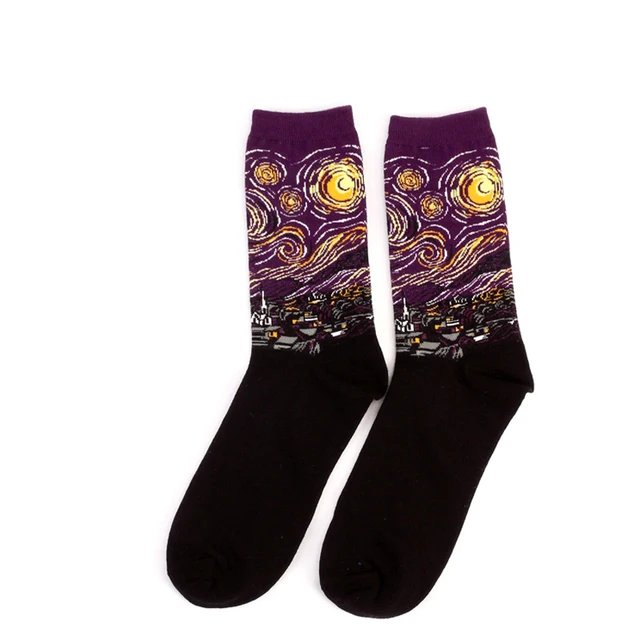 Dropshopping The Starry Night/Mona Lisa/The Scream Van Gogh Modern Oil Paint Cotton Socks Art Abstract Happy Funny Women Socks Socks 18