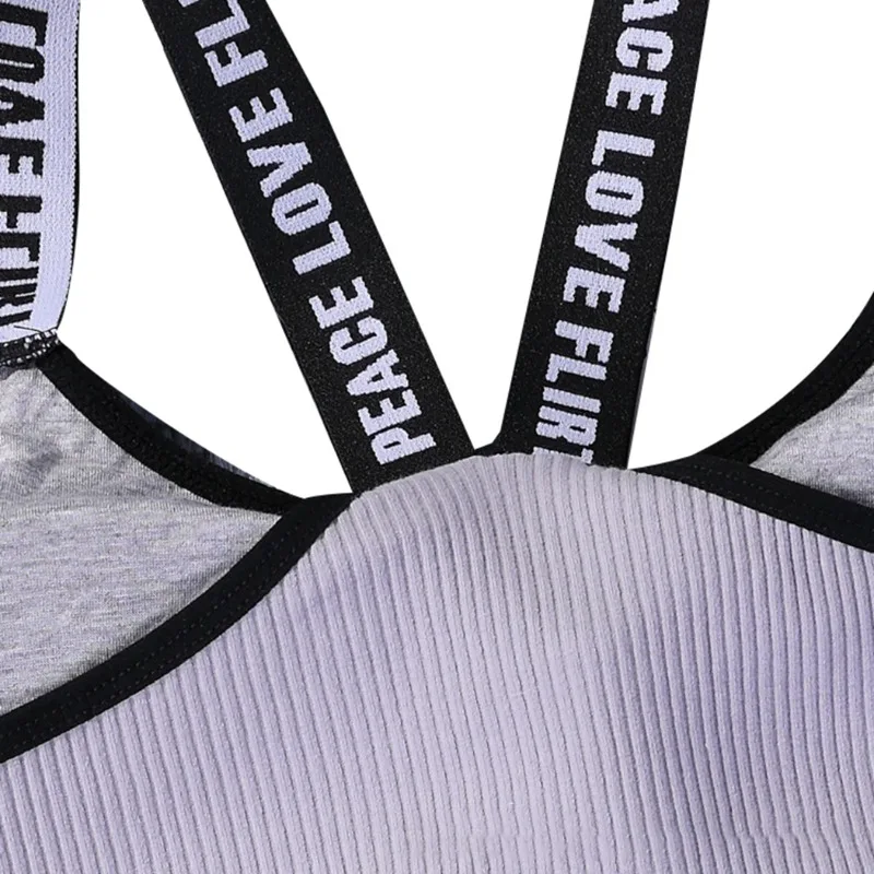 Speciale Lettera Stampata Brief Set Sexy Dolce Cinghia di Spalla Sport Corsetti Senza Fili Traspirante Top di Fitness Donne Imbottito Lingerie