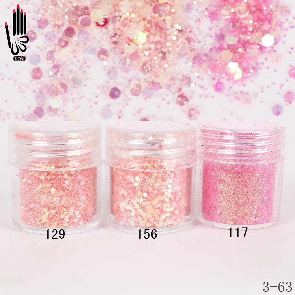 

1 Jar/Box 10ml 3D Nail Light Pink Red Mix Nail Glitter Powder Sequins Powder For Nail Art Decoration Optional 300 Colors 3-63