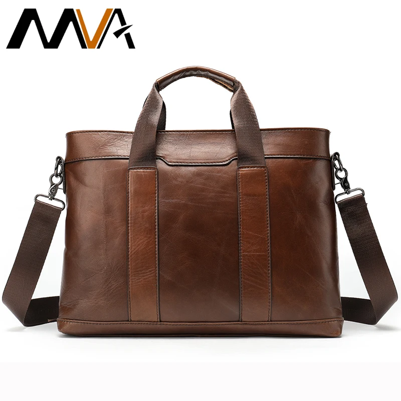 MVA men briefcases bag for man computer bag 14'' genuine leather