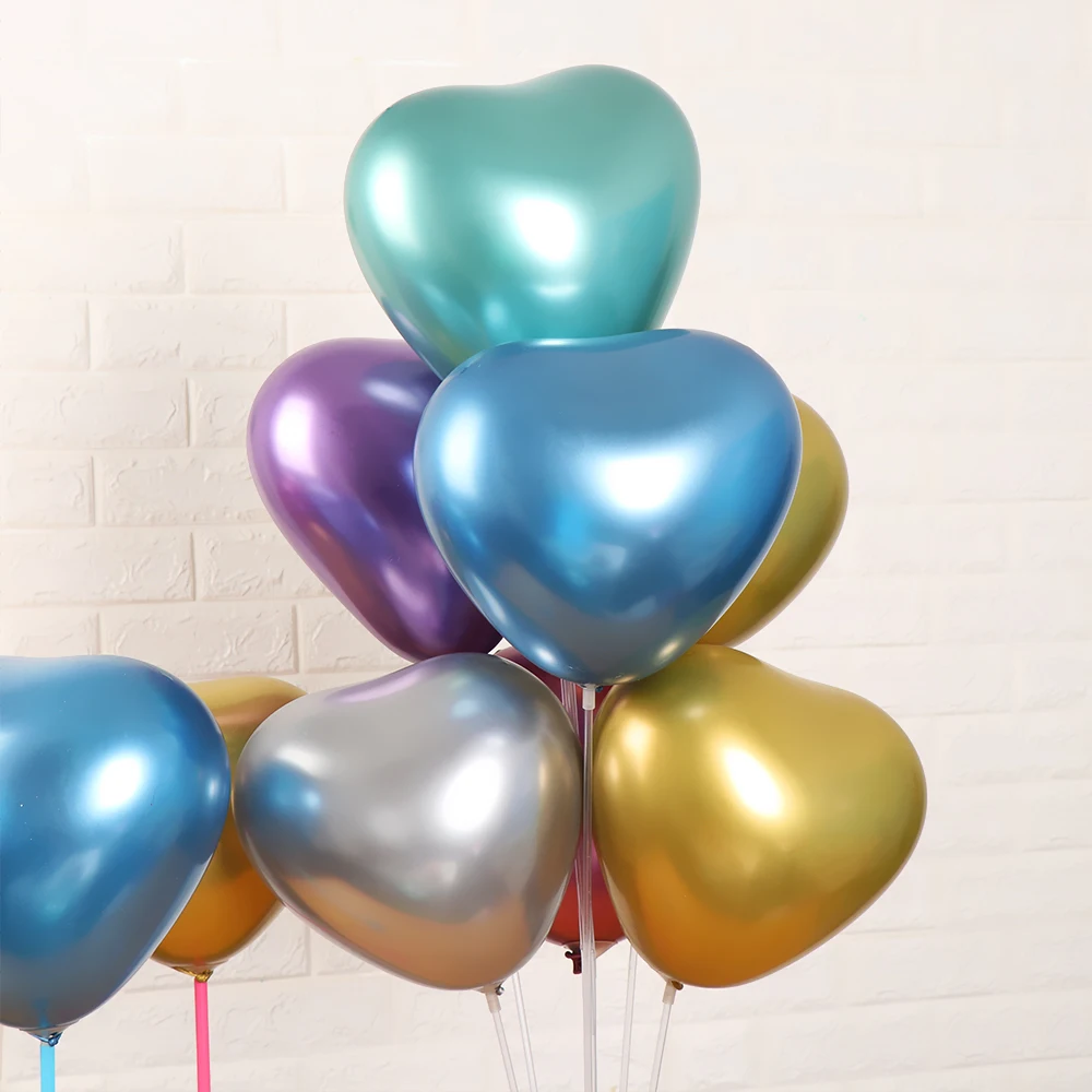 

5/10pcs Heart Glossy Metal Latex Balloons Thick Chrome Metallic Ballon Inflatable Air Globos Home Party Wedding Decorations