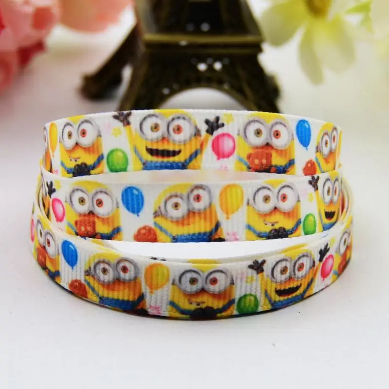 

3/8" 9mm Minions Cartoon Printed grosgrain ribbon party decoration satin ribbons Hairbow sewing supplies OEM 10 Yards A-00108