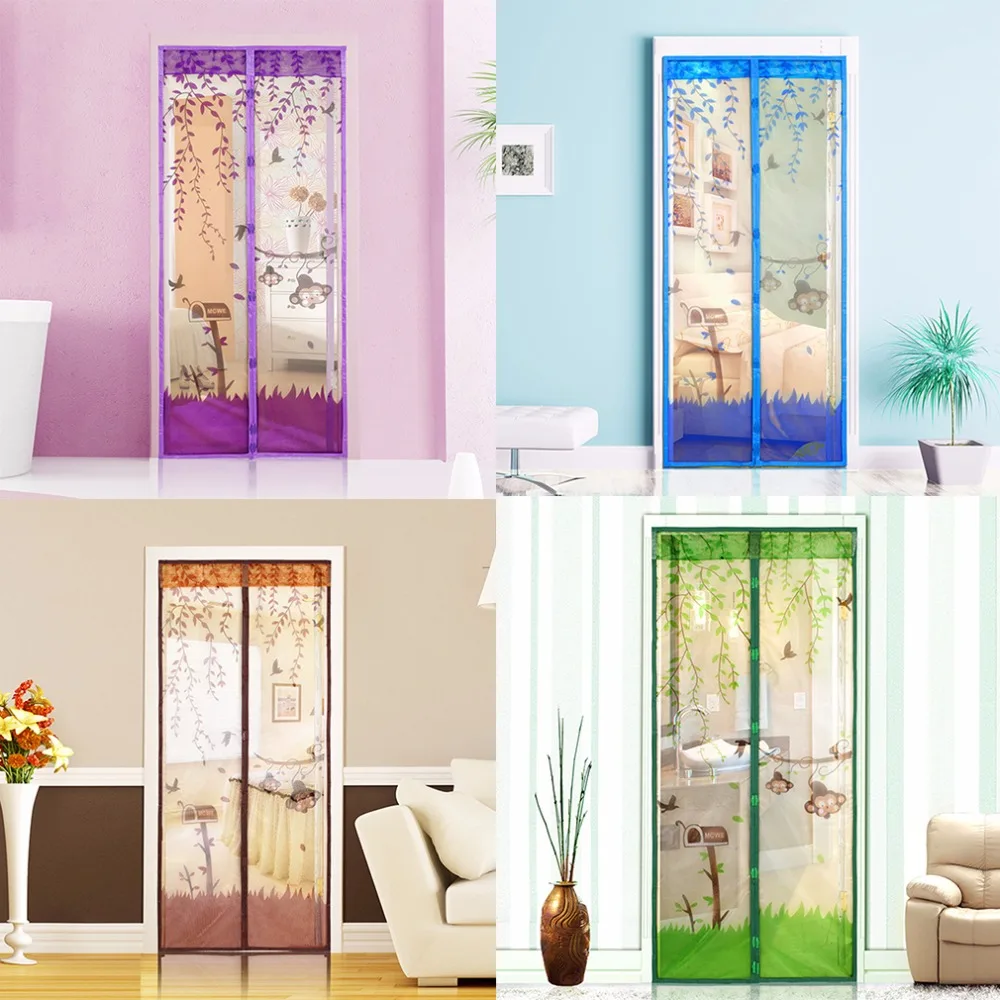 

New 4 Color Curtain Anti Mosquito Magnetic Tulle Shower Curtain Door Screen Mesh Net Protective Window Summer 90/100 X 210 CM