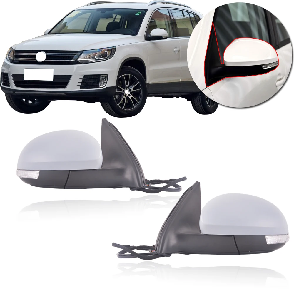 

CAPQX 1Pair For Tiguan 2010-2016 Outside Rearview Mirror Assembly with electrical folding Heated LED turn signal 6/9/13Wire