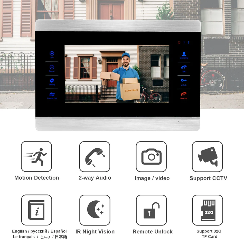 Homefong видео телефон двери Проводная видеодомофон для дома 7 дюймов монитор с обнаружением движения Поддержка Камера видеонаблюдения электронный замок