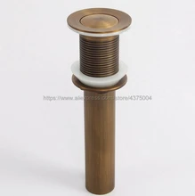 Antique Brass Bathroom Lavatory Sink Pop Up Drain Brass Vanity Vessel Sink Drain Without Overflow Nsd001 drains bathroom parts brass black lavatory vessel vanity sink pop up drain stopper with overflow faucet accessories hj 0618h