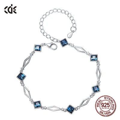 

100% S925 Sterling Silver Rhinestone Crystals from Swarovski Bracelets for Women Valentine's Day & Birthday Gift
