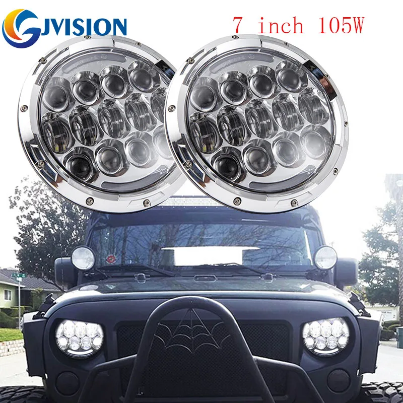 

For Jeep Wrangler JK Accessories 7inch Round 105W LED Headlight DRL LED Projector Headlights For Car 4x4 Offroad Yamaha