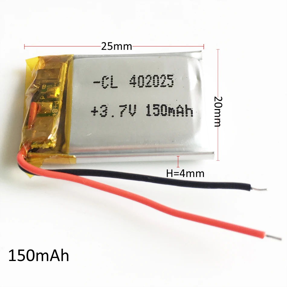 Bateria de Polímero de Lítio Fone de Ouvido Recarregável para Mp3 Gps do Bluetooth Lote 150 Mah Lipo Bateria Relógio Inteligente 402025 10 Pcs 3.7 v - Image 5