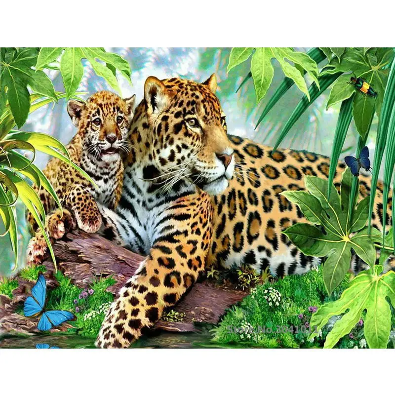 

DIY Framed Leopard DIY Oil Painting By Numbers Canvas Painting For Wedding Decoration Home Decor Drop Shipping RA3406