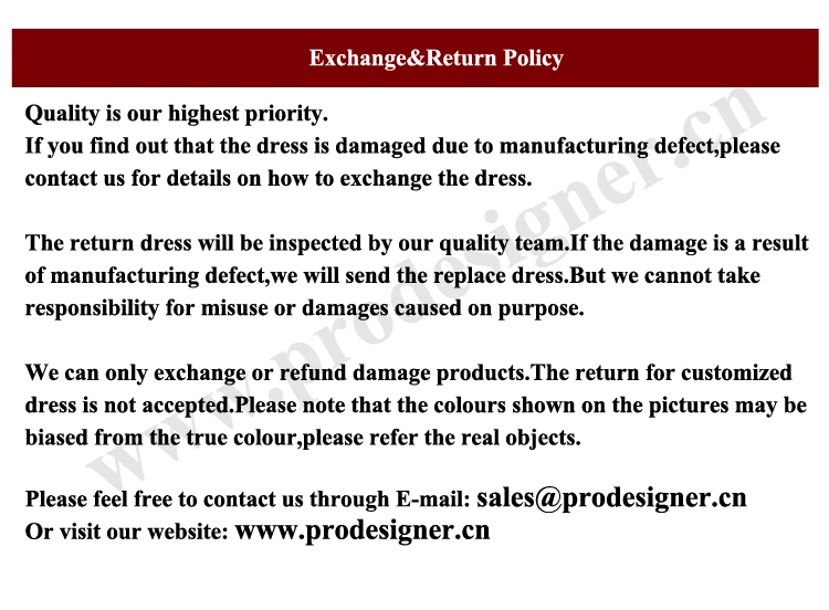 Exchange and Return Policy