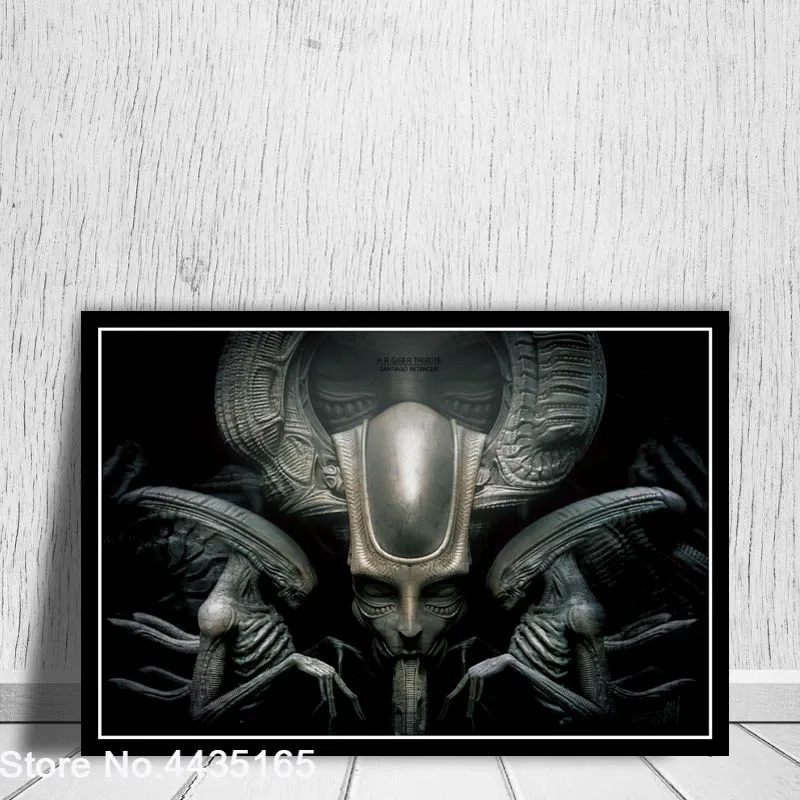 Hr Giger Li II плакат Alien Dark Evil абстрактные плакаты и принты на холсте настенная художественная картина для гостиной домашний декор - Цвет: Светло-серый