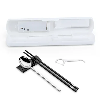 

UV sterilizing chopsticks sanitizer spoon box portable travel flatware holder