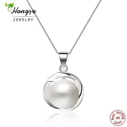 Hongye серебряный цвет натуральный жемчужный кулон ожерелья для женщин ювелирные изделия с 12-13 мм натуральный пресноводный жемчуг лучший
